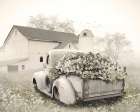 Old Gray Flower Truck Art Print