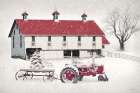 Red and White Christmas Barn Art Print