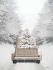 Gold Christmas Truck Vintage Print
