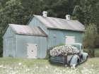 Weathered Blue Barn Art Print