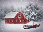 Country Christmas Snowy Night Landscape Print