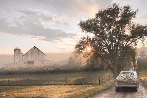 Sunrise over the Farm Gold Print