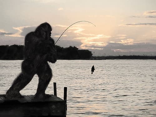 Bigfoot and Little Fish Art Print