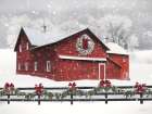 Red Holiday Barn Art Print