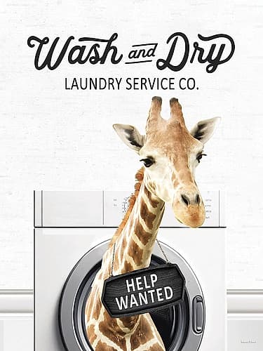 Help Wanted Laundry Giraffe Art Print by Lettered and Lined