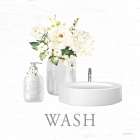 White Floral Wash Bath Set 3 Art Print