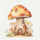 Fall Mushroom Hideaway Art Print