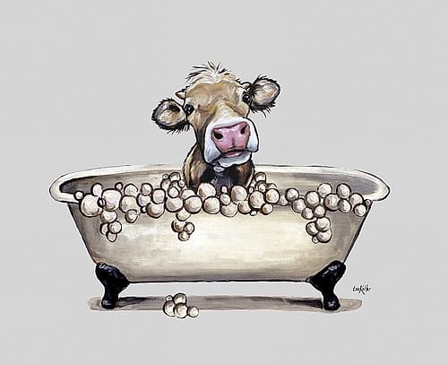Farm Animal Bubble Bath I Art Print