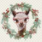 Christmas Alpaca Wreath Art Print