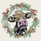 Christmas Cow Wreath Art Print