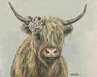 Fern the Highland with Flowers Art Print