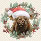 Christmas Highland Cow Art Print