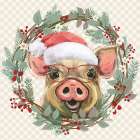 Christmas Pig Art Print