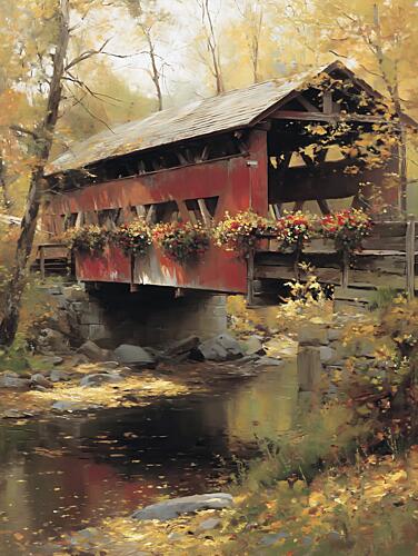 Autumn at the Bridge Art Print