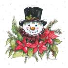 Poinsettia Snowman Art Print