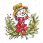Poinsettia Snowgirl Art Print