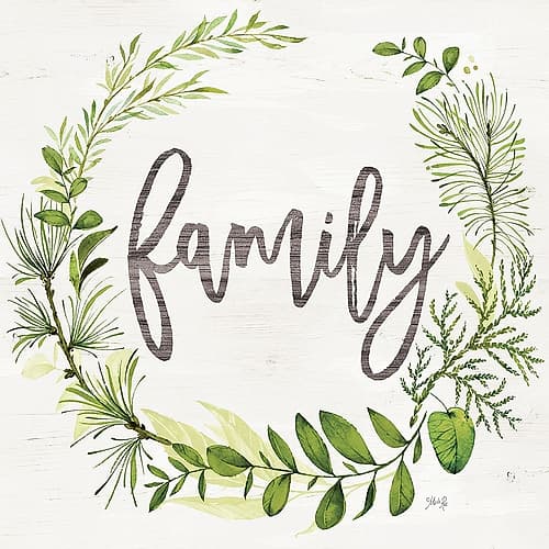 Family Greenery Wreath Art Print