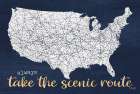 Scenic Route USA Map Art Print