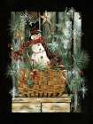 Snowman in Basket Art Print