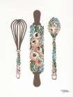 Floral Baking Tools Art Print