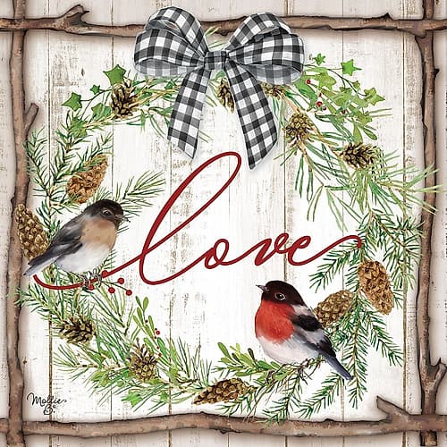 Love Pinecone Wreath Art Print