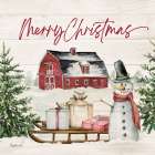 Merry Christmas Farm Scene Art Print