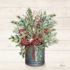 Christmas Greenery Bucket Art Print