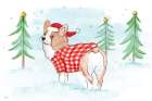 Christmas Corgi Dog Art Print