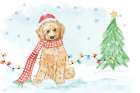 Christmas Labradoodle Art Print