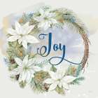 Joy Poinsettia Wreath Art Print