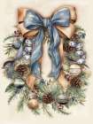 Dusty Blue Christmas Wreath Art Print