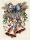 Dusty Blue Christmas Bells Art Print