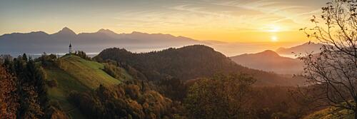 Sunrise in Slovenia Gold Print