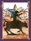 Western Cowboy on Bull Art Print