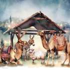 Manger Gathering Art Print