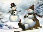 Snowmen Friends II Art Print