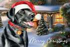 Merry Christmas Black Lab Art Print