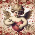 Be My Valentine Cupid Heart Art Print