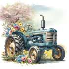 Spring Floral Tractor I Art Print