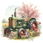 Spring Floral Tractor II Art Print