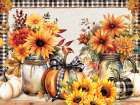 Plaid Pumpkins Fall Floral Art Print