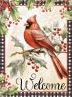 Christmas Cardinal and Holly Berries Art Print