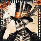 Vintage Halloween Skeleton Art Print