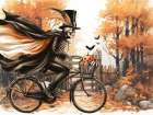 Halloween Skeleton Bicycle Art Print
