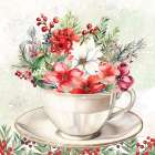 Christmas Floral Teacup Art Print