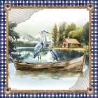 Lake Life Boat with Cranes Art Print