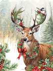 Christmas Deer in the Forest Art Print