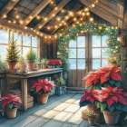Poinsettia Garden Shed Art Print