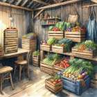 Produce in Barn Art Print