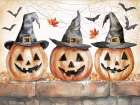Trio Halloween Jack-O-Lanterns Art Print